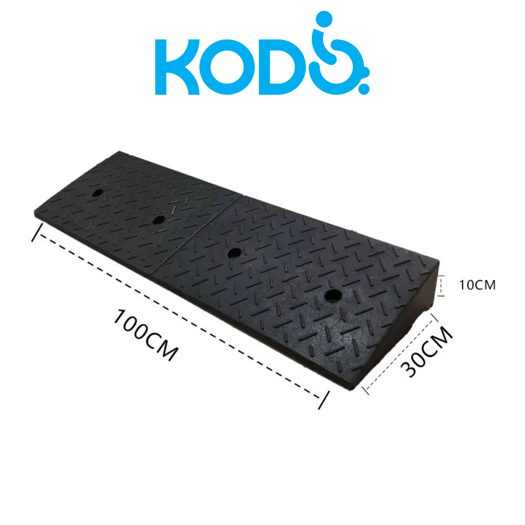 KODO Heavy Duty Solid Rubber 10cm Rise Wheelchair Threshold Ramp for ...