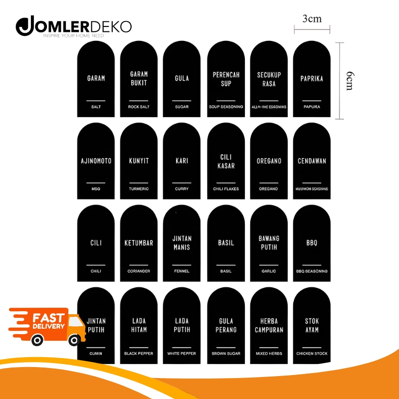 Sticker Label Rempah Waterproof Matte Hitam Putih | Oval Petak | Label ...