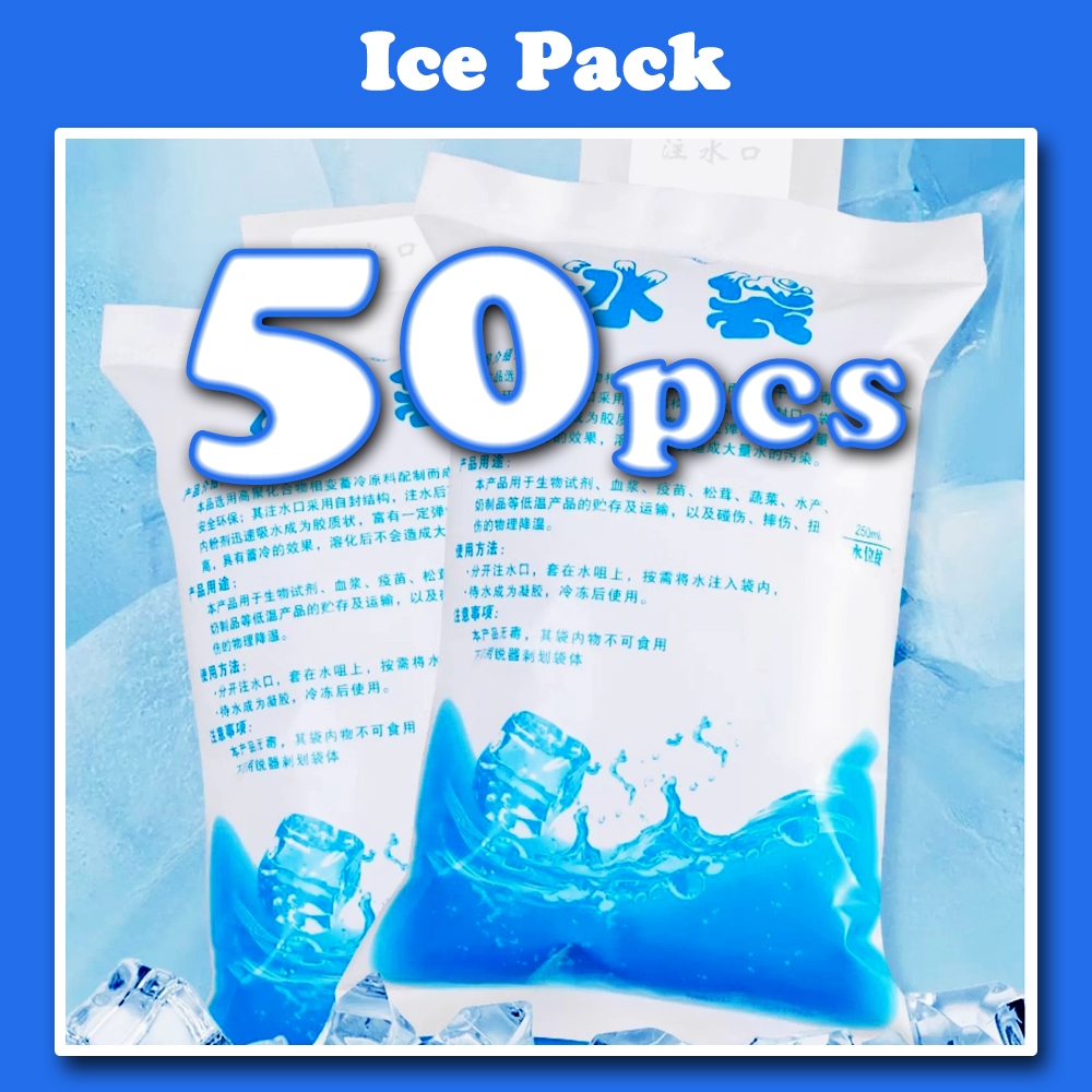 [𝟱𝟬𝗽𝗰𝘀] Ice Pack Reusable Water Fill Cooler Frozen Bag 注水冰袋 Pek Ais ...