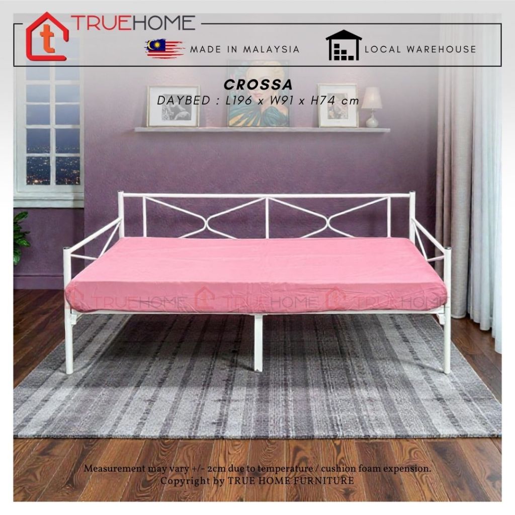True Home CROSSA Modern Anti-Rust Metal Daybed, Single Bed / Katil ...