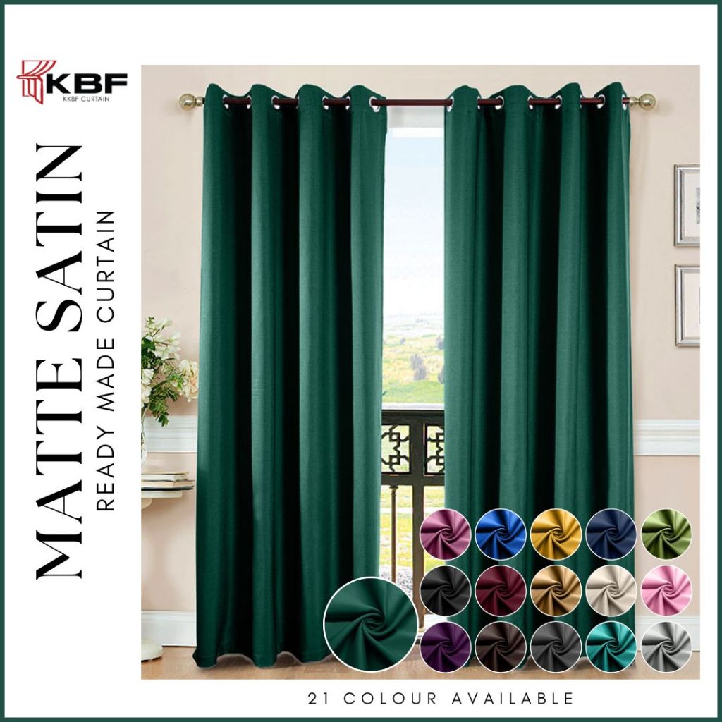 KKBF Iris Mix Premium Semi Blackout Curtain / Ready Made / Soft-touch ...