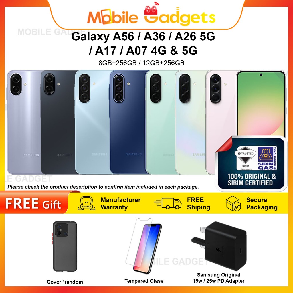 Samsung Galaxy A56 / A36 / A26 / A17 / A07 4G & 5G  | Original Malaysia New Set