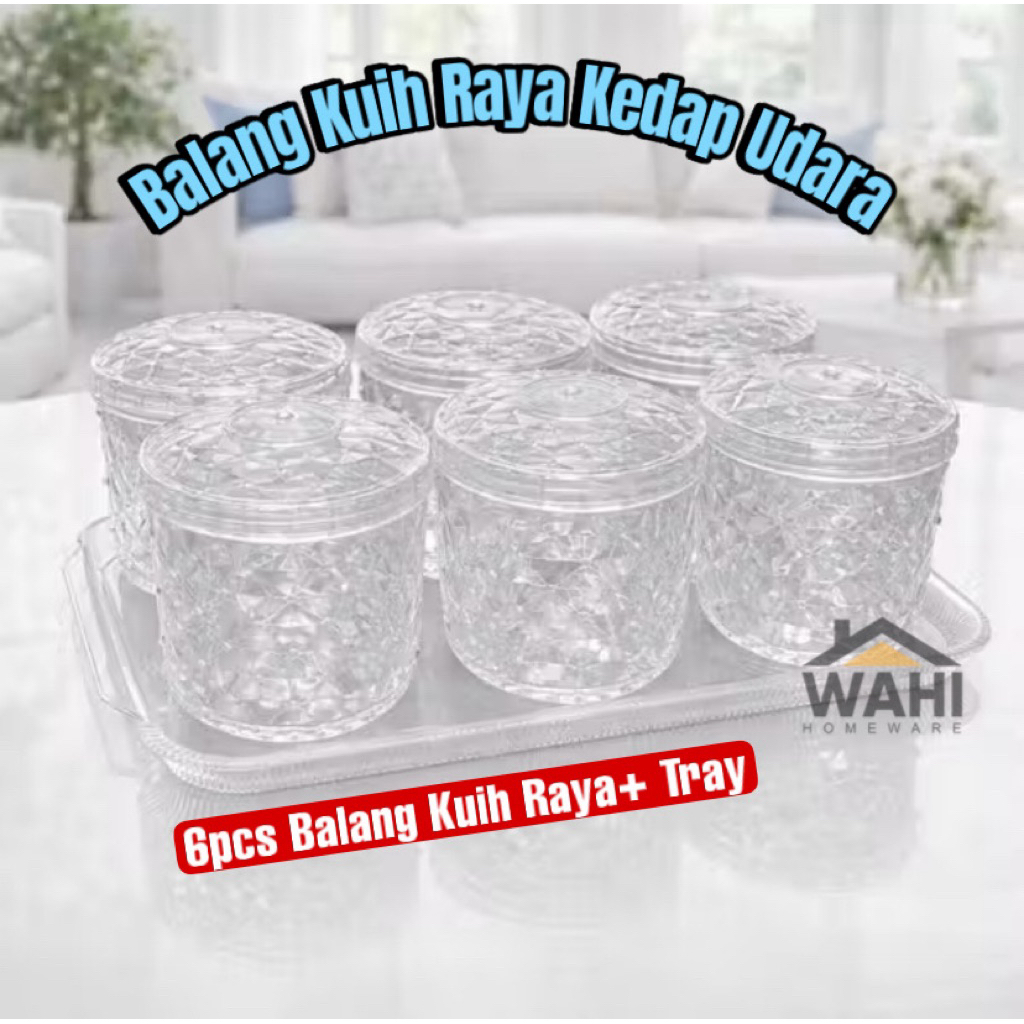 [Wahi Homeware] 6pcs Balang Kuih Raya Kedap Udara Bekas Kuih Raya ...