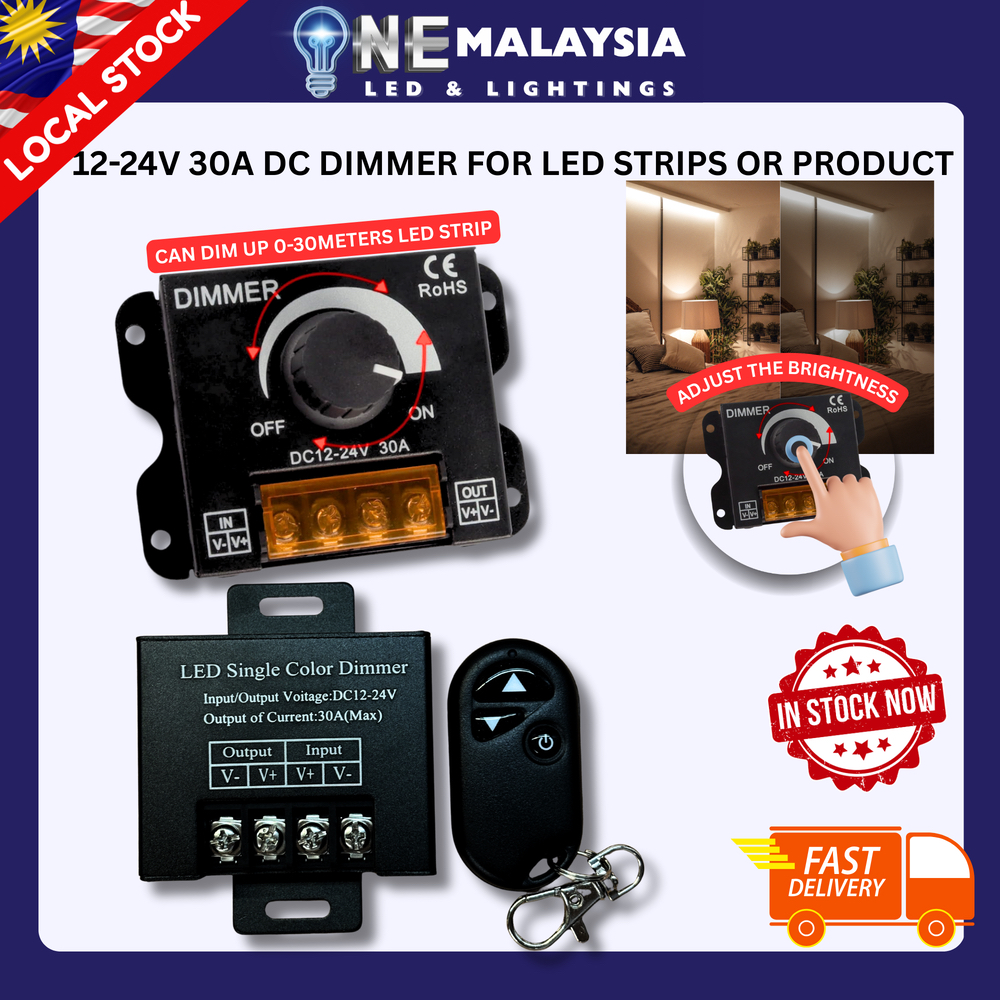 DC 12V-24V 30A LED Dimmer Switch Full Power High Quality Controller for ...