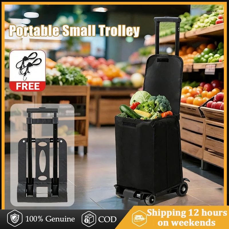 Portable Small Trolley Multifunctional Wheels Foldable Trolley Shopping ...