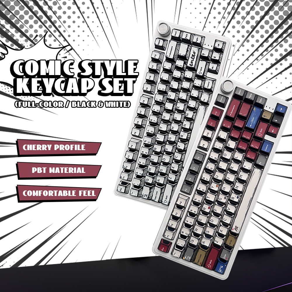 ZIFRIEND Comic Keycaps 141 Keys Dye Sublimation Cherry Profile PBT Set ...