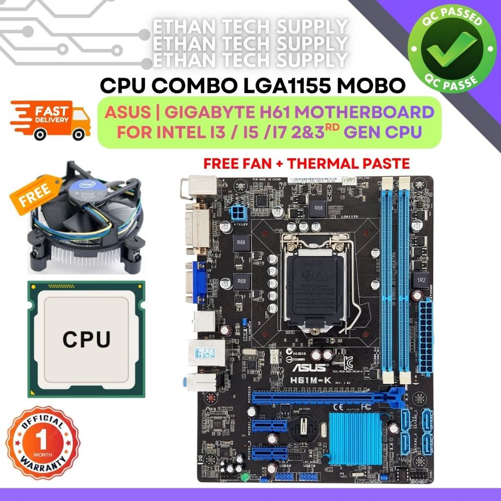 🇲🇾【CHEAPEST】CPU COMBO LGA1155 ASUS | GIGABYTE M-ATX Motherboard | H61 ...