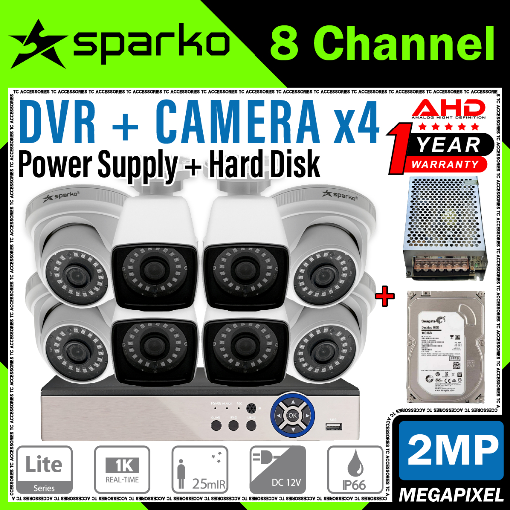 SPARKO 8-CHANNEL CCTV 2MP Full HD 1080P 2.0MP 8CH DVR + Camera ...