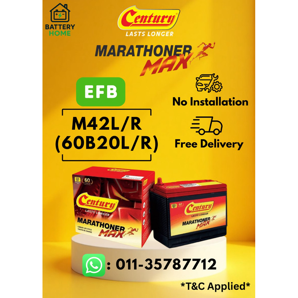 [No Installation] Century Marathoner Max M42 M42L /R 60B20L /R EFB Car ...