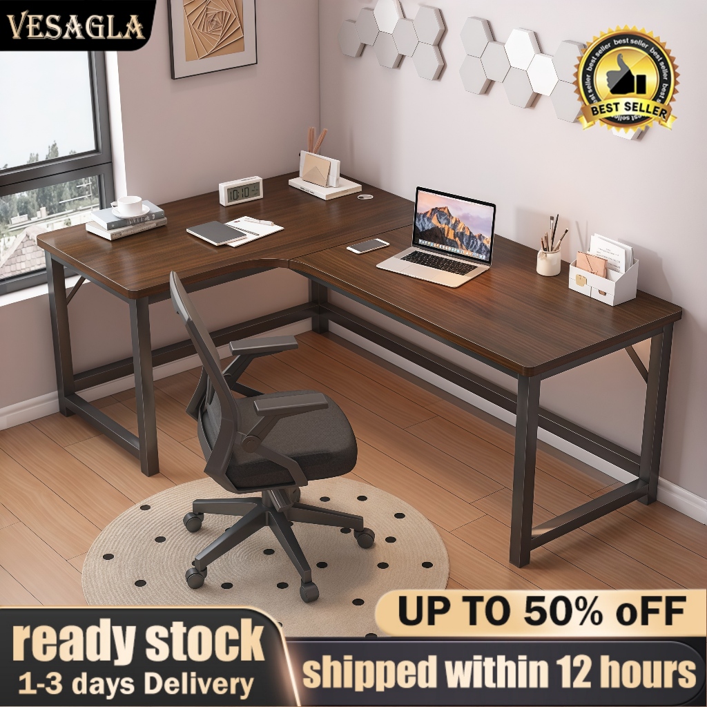 140/160CM L Shape Corner Computer Table Office Table Pejabat Meja Study ...