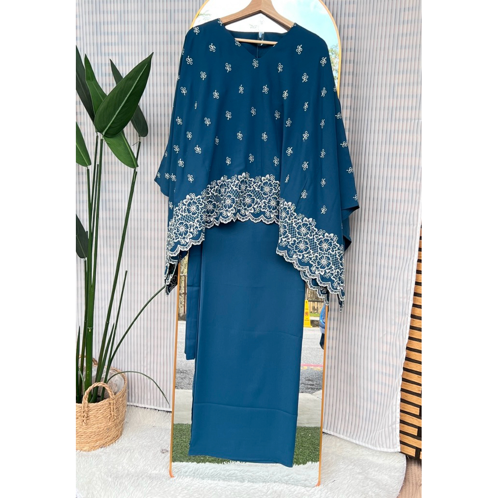 MARIA KURUNG KAFTAN BAJU RAYA 2026 TEMA TEAL BLUE BAJU KURUNG WANITA ...