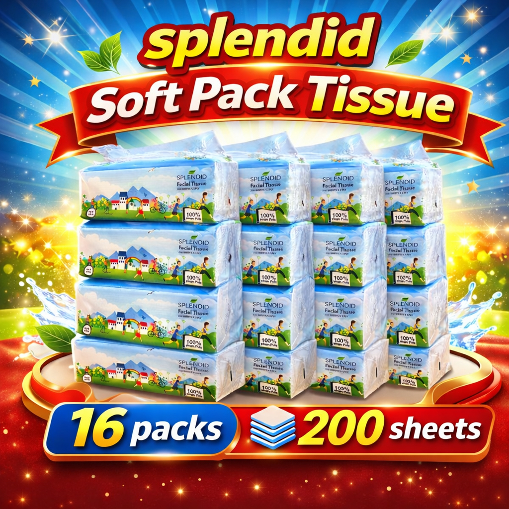 (16 Packs) Splendid Facial Tissue Soft Pack 4 Packs 16 Packs x 200 ...
