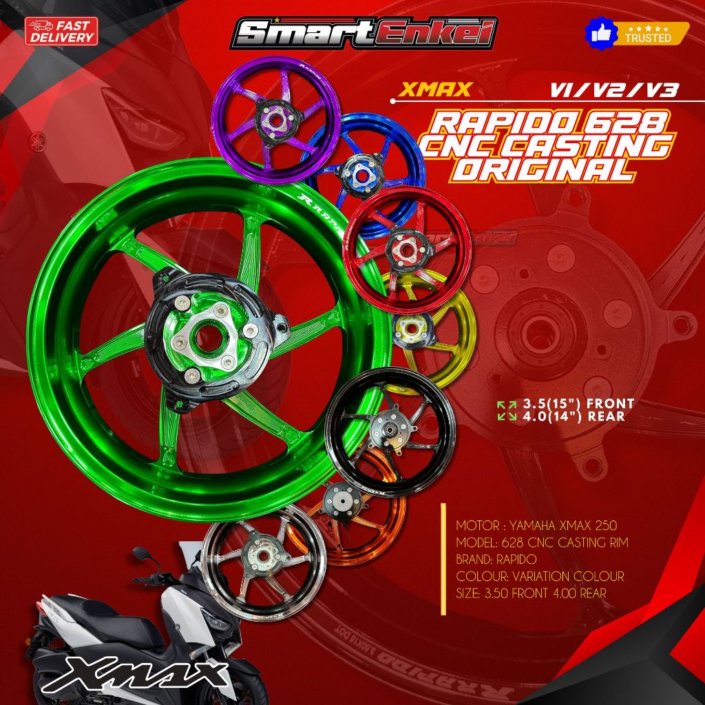 XMAX V1/V2/V3 RIM RAPIDO 628 CNC CASTING ORIGINAL | Shopee Malaysia