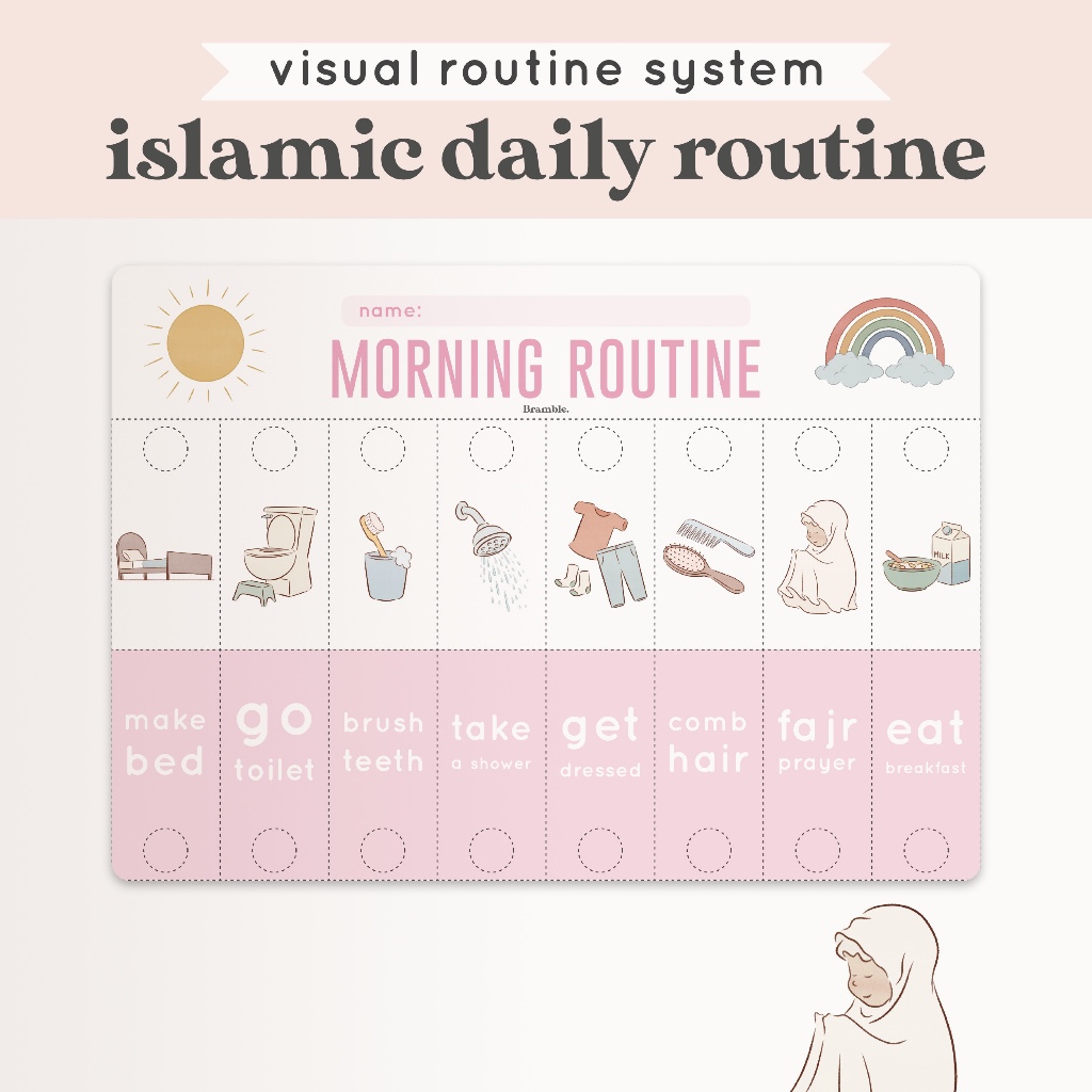 Bramble – Islamic Daily Routine Flip Board for Kids (Girl) | Visual ...