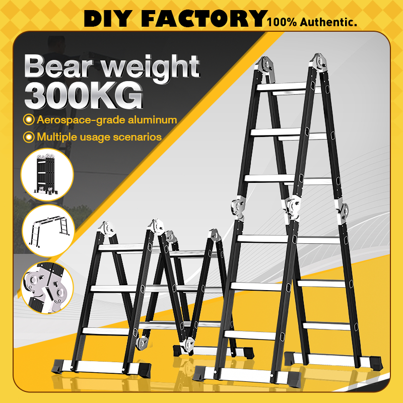 Foldable Aluminium Ladder 20 STEP (5.7M) -12 STEP (3.7M) Heavy Duty ...