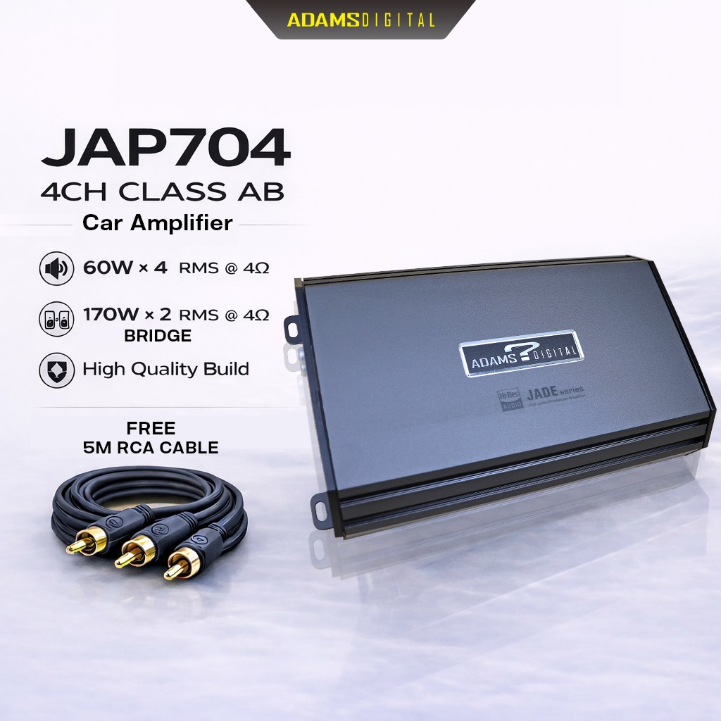 Adams Digital JAP704 4 Channel Car Amplifier Class AB Double PCB Jade ...