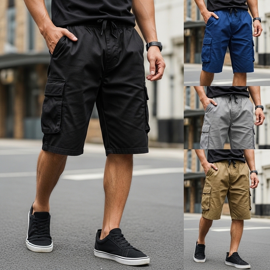 Seluar 6 Pocket Cargo Short Pant For Men and Women, Elasticated Waist ...