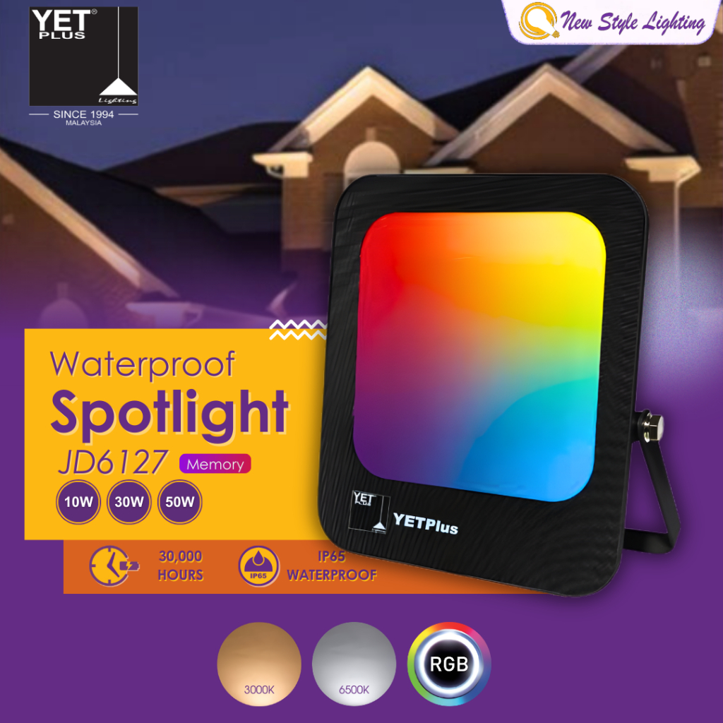 YETPlus JD6127 10W 30W 50W Remote RGB Sensor IP65 Wired Outdoor SIRIM ...