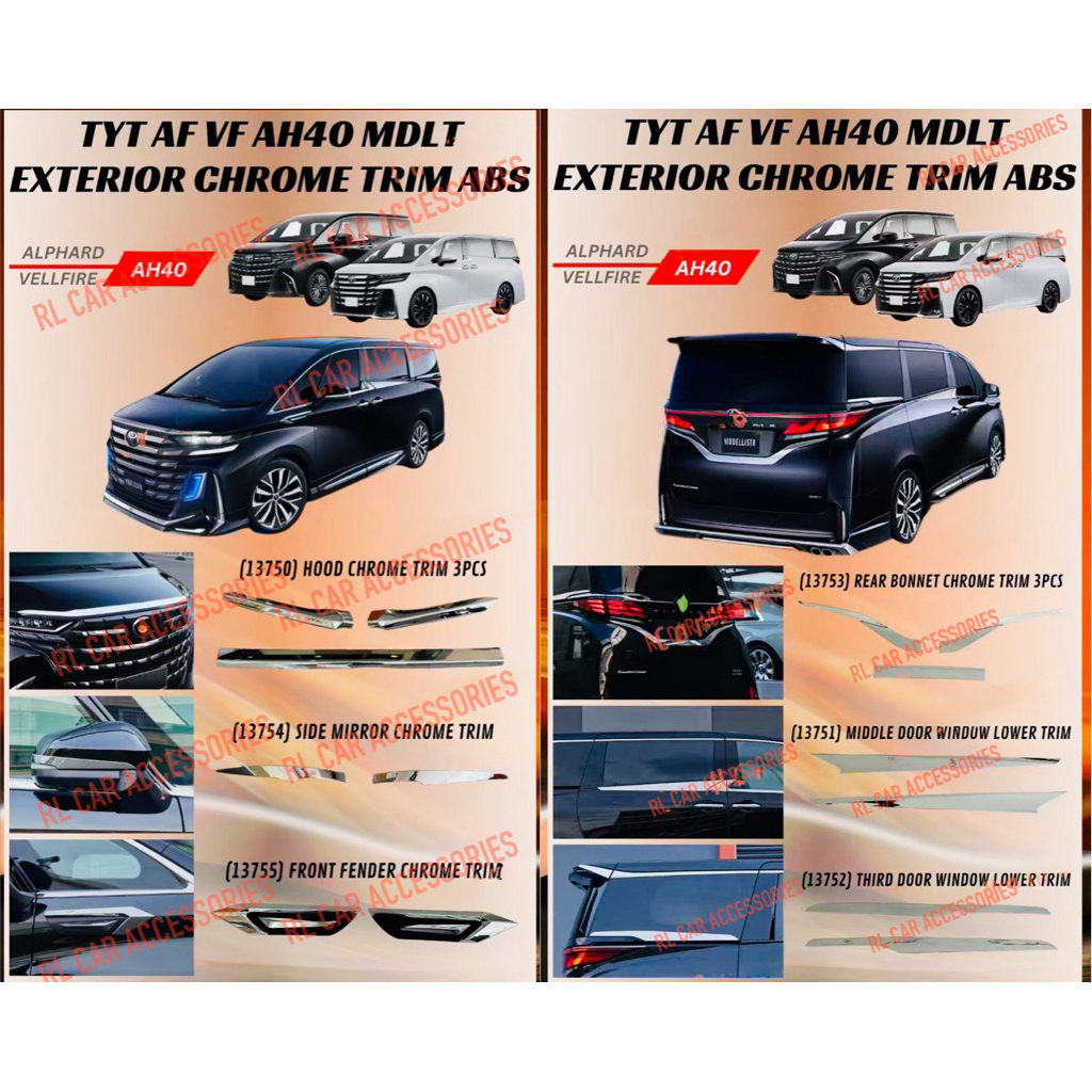 Toyota vellfire alphard AH40 2023 - 2026 chrome garnish cover front ...