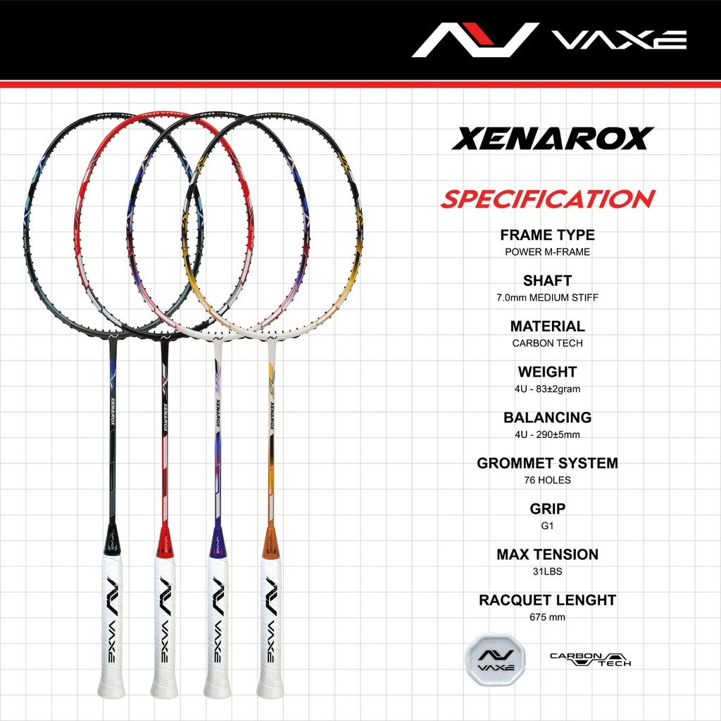 Vaxe Xenarox Slighty Head Heavy 4UG1 Badminton Racket | Shopee Malaysia