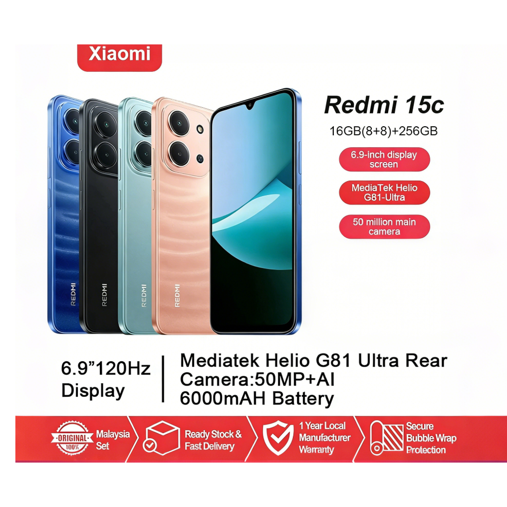 HOT SALE Redmi 15C [8GB+256GB] Smartphone | 90Hz 6.9’‘ display/50MP AI ...