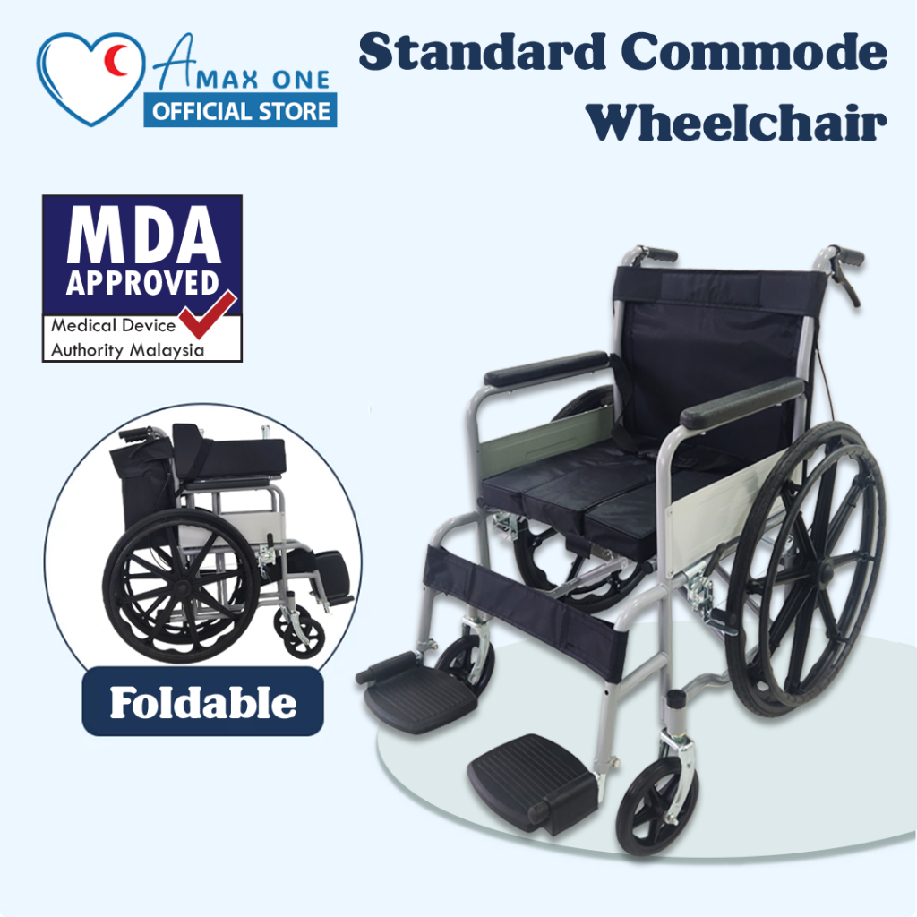 [Same Day Delivery] Standard Commode Wheelchair Kerusi Roda Ringan - 18 ...