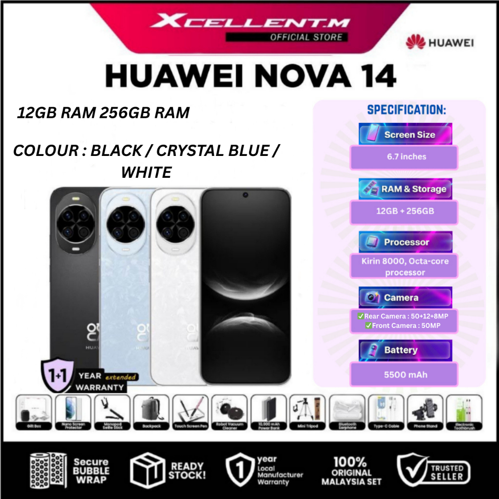 HUAWEI Nova 14 [12GB RAM 256GB RAM] - Original HUAWEI Malaysia