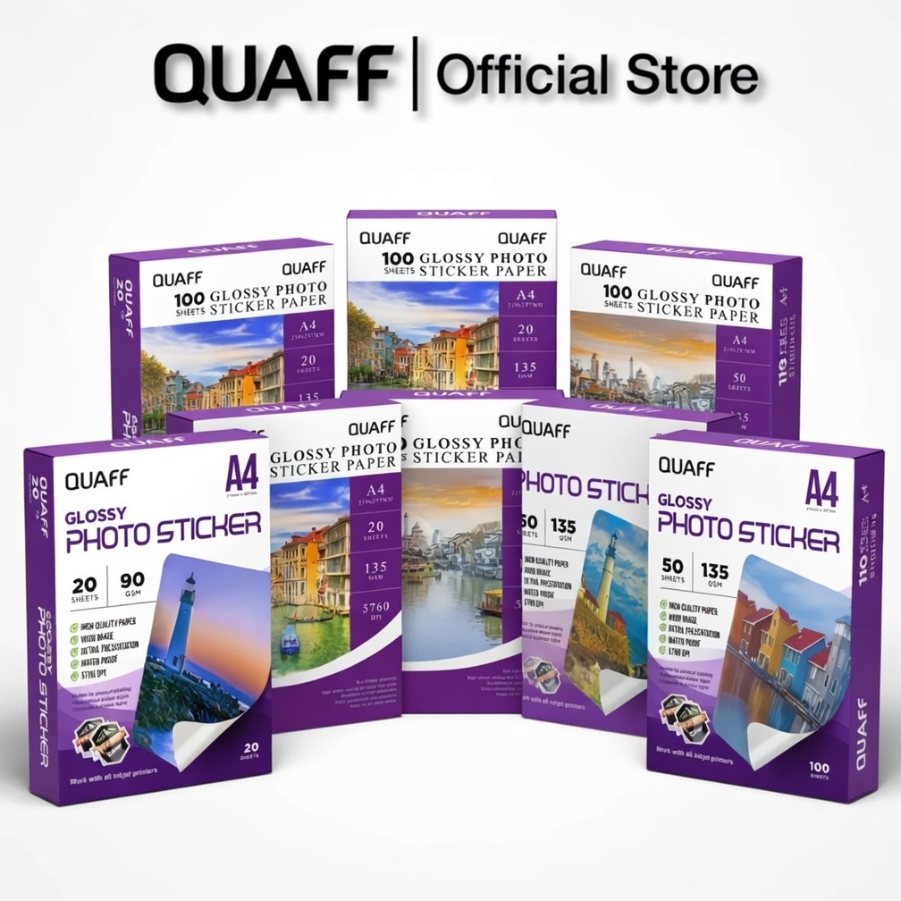 QUAFF【50Sheet】 Photo stickers matte A4/A3 size 90-175gsm stickers ...
