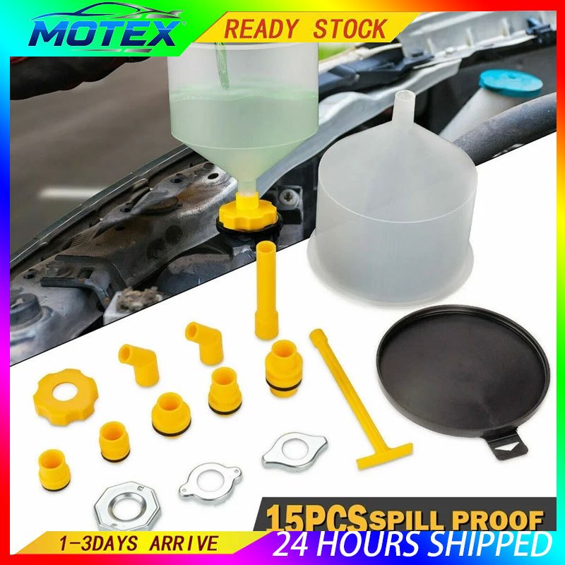 15pcs Car Radiator Coolant Filling Funnel Kit Spill Proof Car Water ...