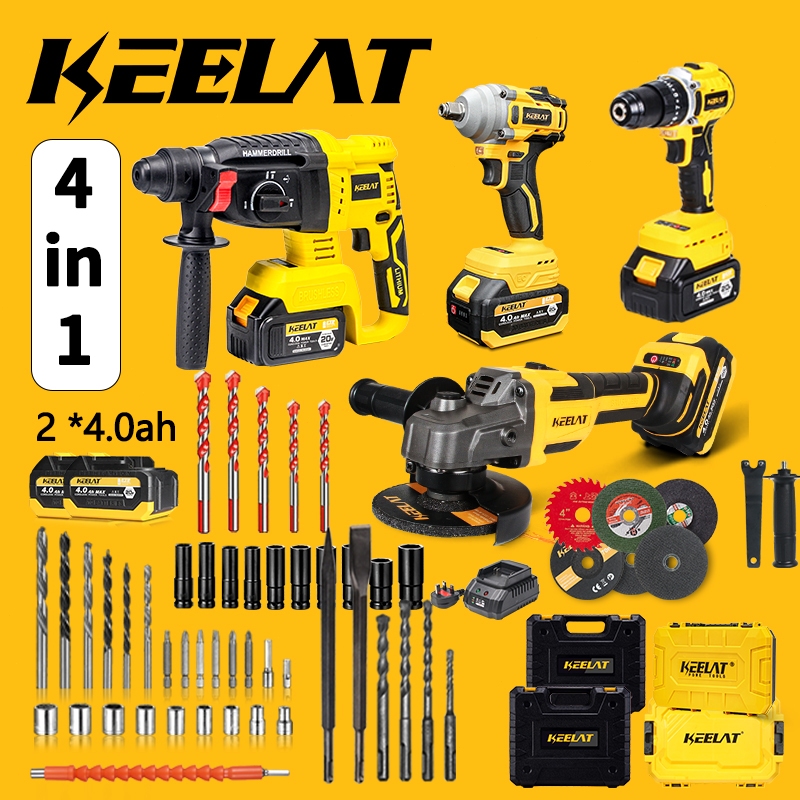 KEELAT 5 IN 1 Cordless Combo Brushless High-quality Drill Hammer Impact ...