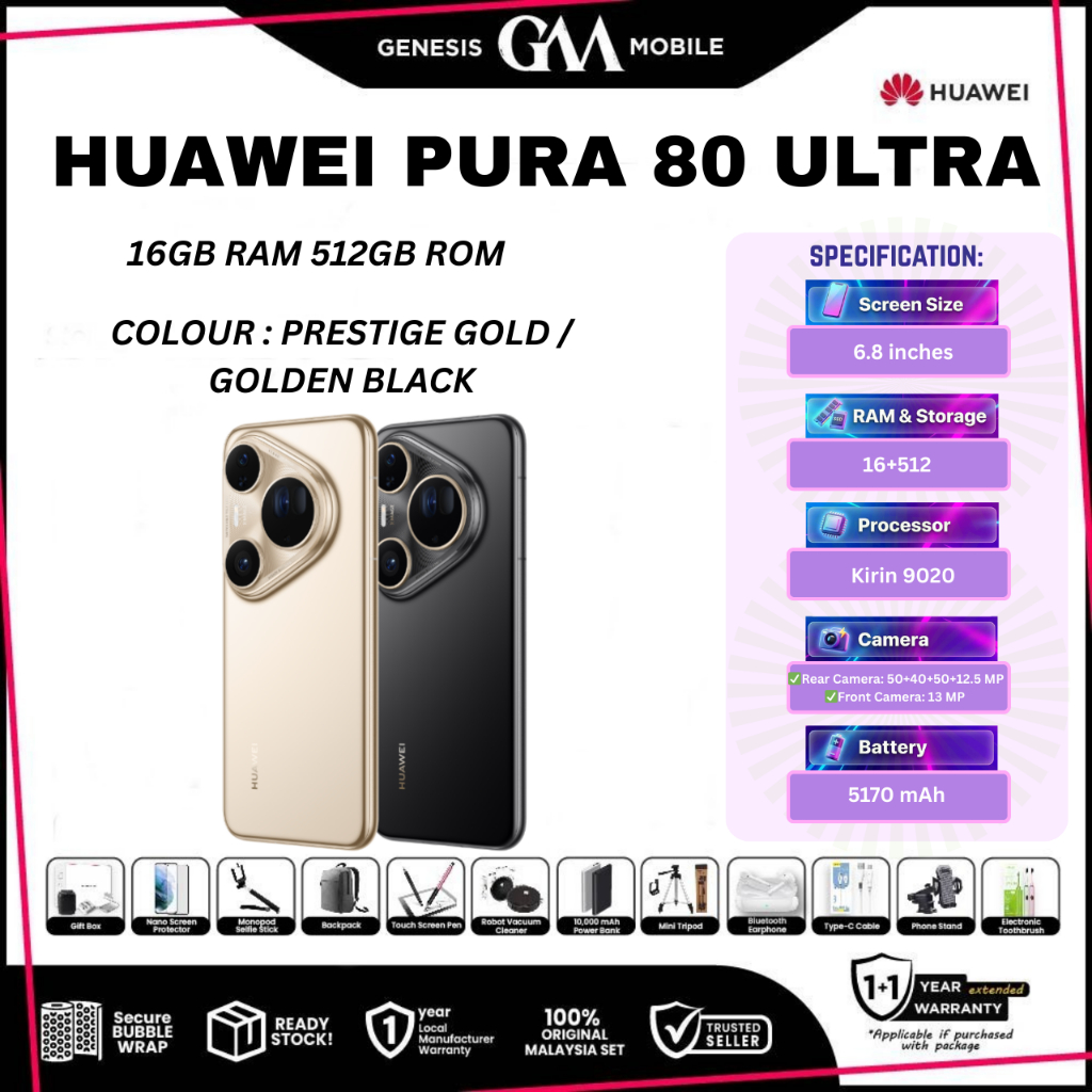HUAWEI Pura 80 Ultra [16GB RAM 512GB ROM] / P50 - Original HUAWEI Malaysia