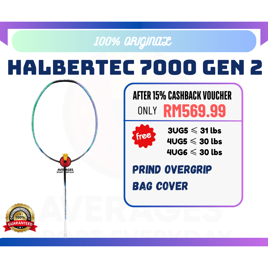 READY STOCK】100% Original Halbertec 7000 GEN 2 Badminton Unstrung