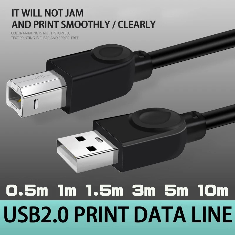 High Speed USB 2.0 Printer Scanner Data Cable Type A Male To Type B ...