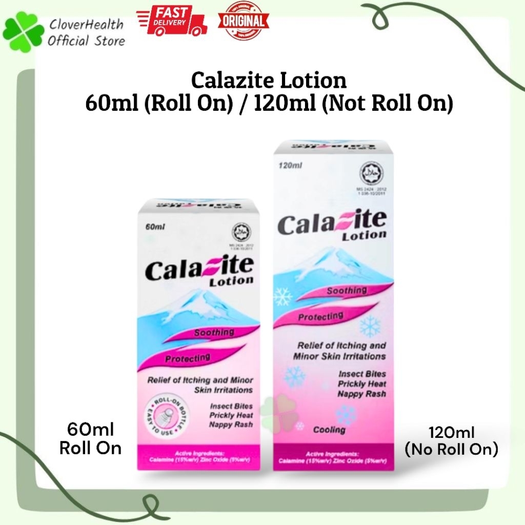Calazite Lotion 60ml (Roll On) / 120ml ( Calamine lotion ) | Shopee ...