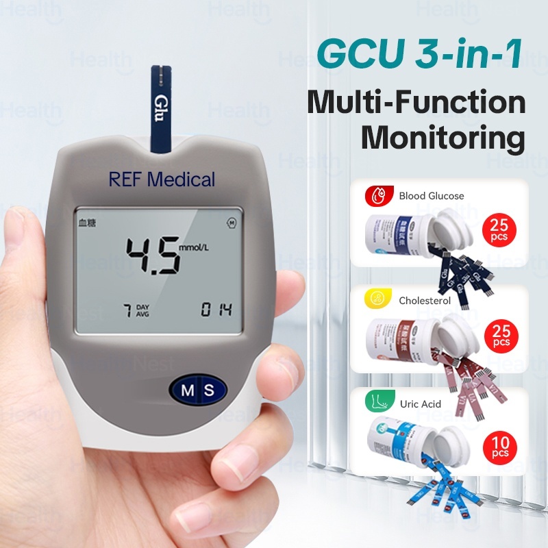 3-in-1 Blood Glucose, Cholesterol & Uric Acid Test Meter Machine Strips ...