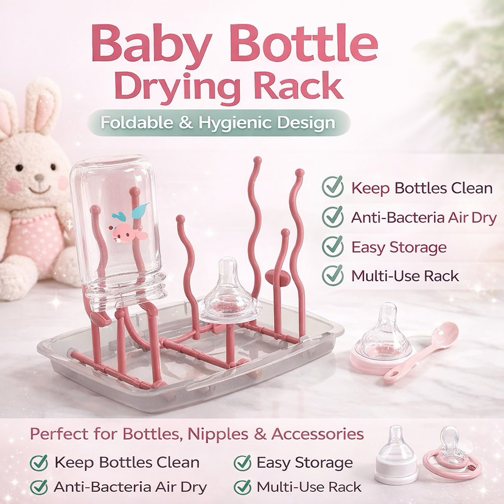Baby Bottle Drying Rack Rak Pengering Botol Bayi Foldable Anti Bacteria ...
