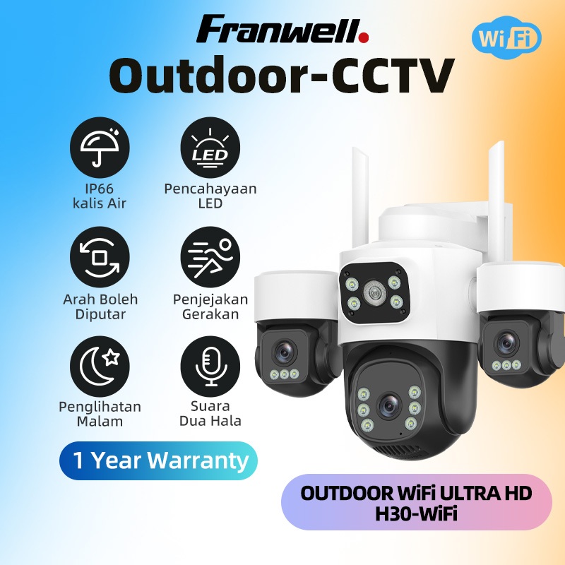 Franwell V380 H30 Wireless CCTV 3Lens 12MP Outdoor IP Security Camera ...