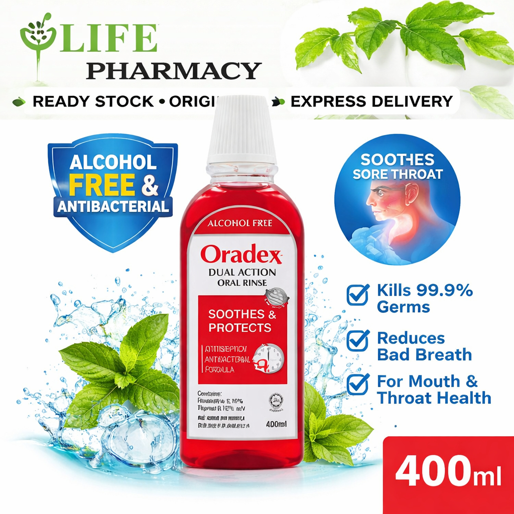 ORADEX DUAL ACTION ORAL RINSE MOUTHWASH 400ML/90ML | Shopee Malaysia