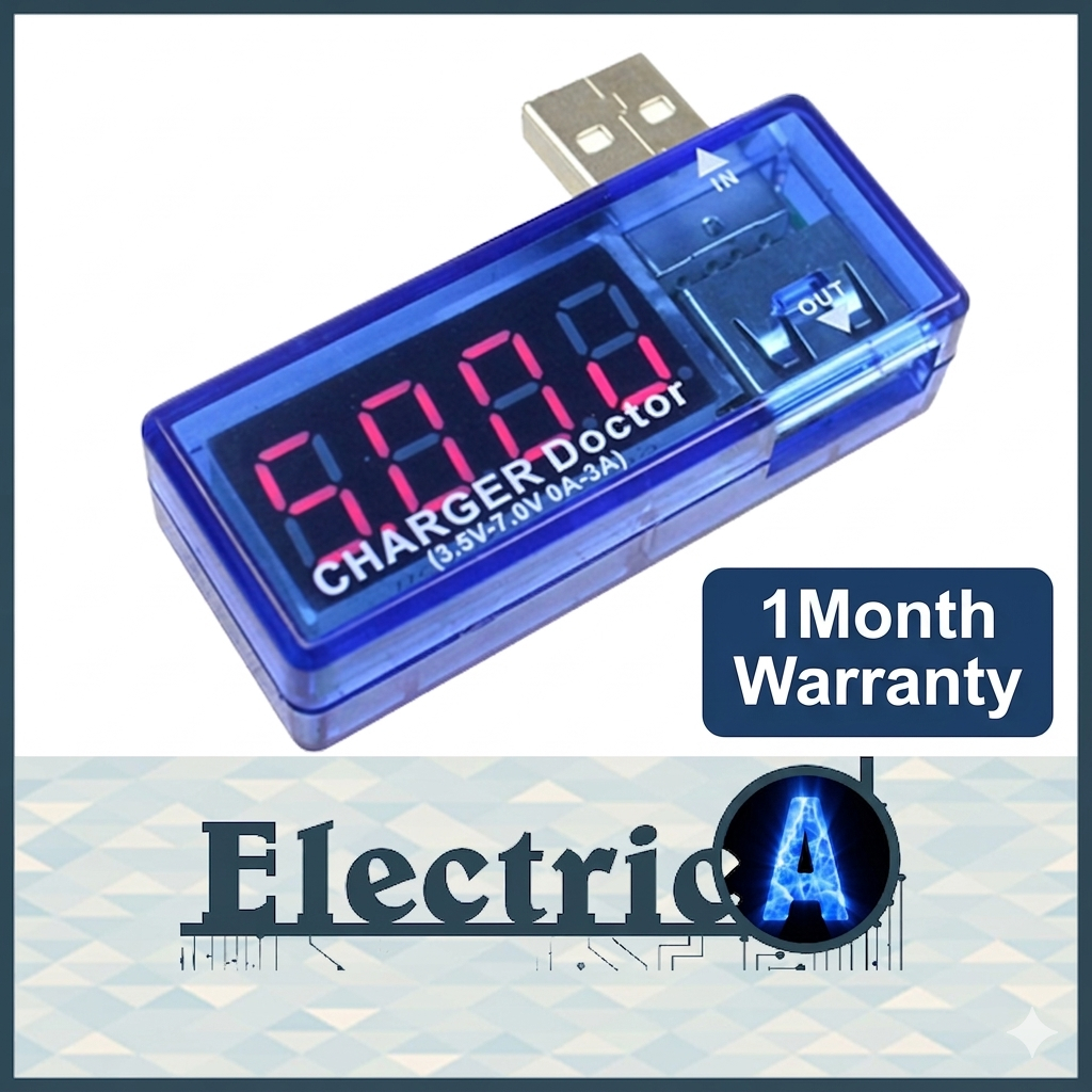 (+1Month Warranty) USB Voltmeter Current & Voltage Display Checker Charger Doctor/Tester -Charger/Laptop [ElectricA]