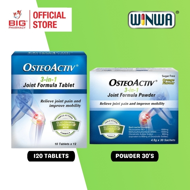 OSTEOACTIV 3IN1 JOINT FORMULA (POWDER 4.5G x 30S / 120 Tablets ...