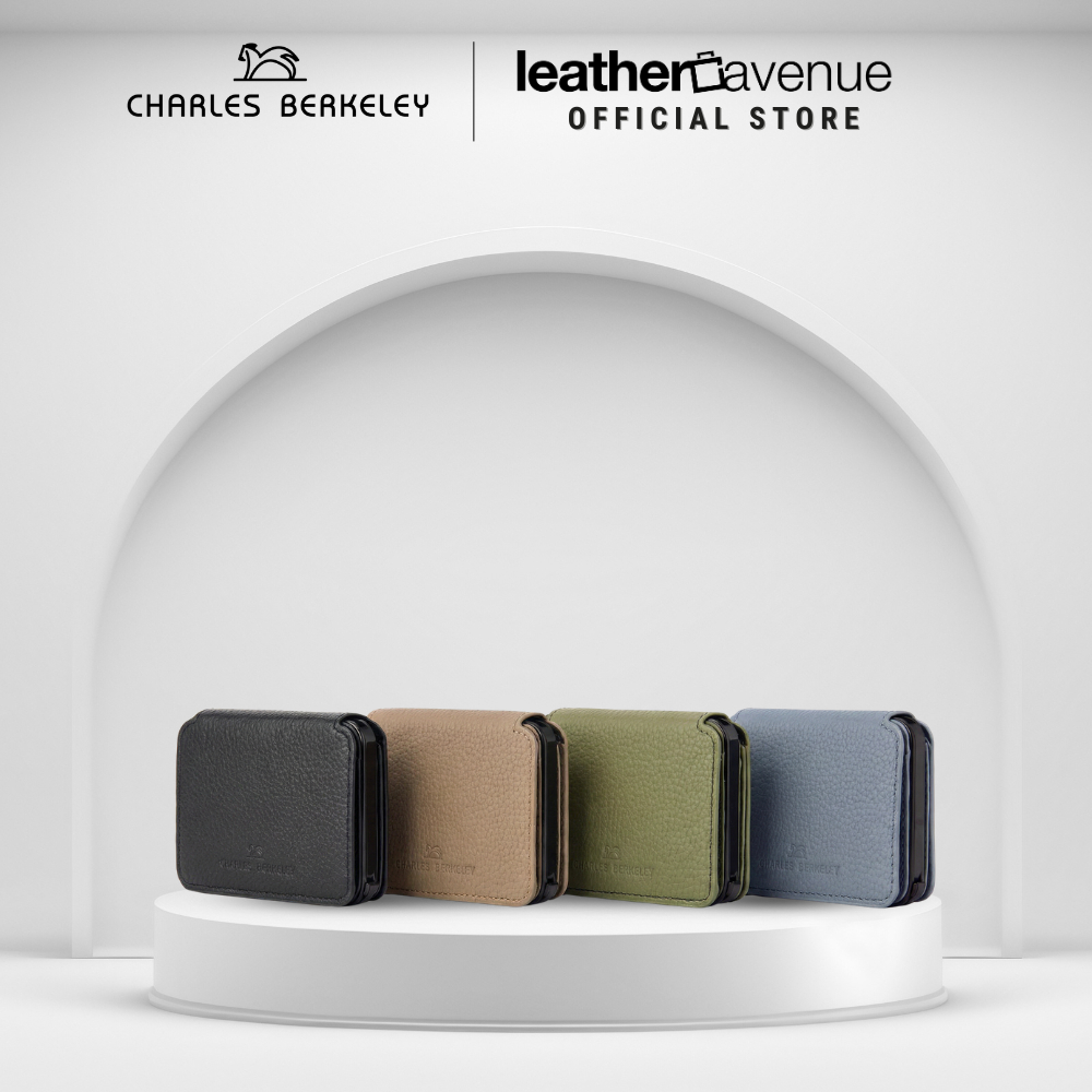 Charles Berkeley CLICK Card Case Aluminium Genuine Cow Leather Card ...