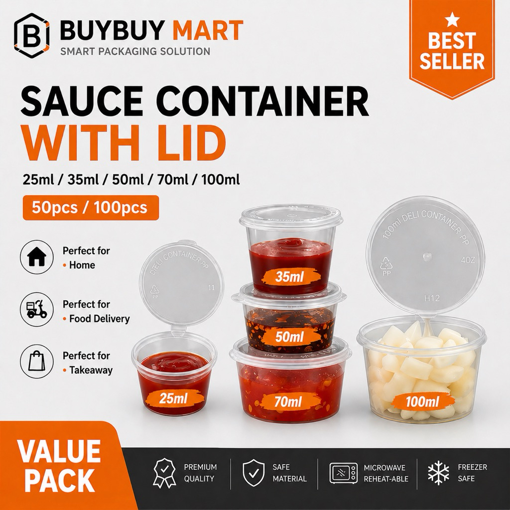 Sauce Container With Lid 25ML Round Disposable Plastic Food Container ...