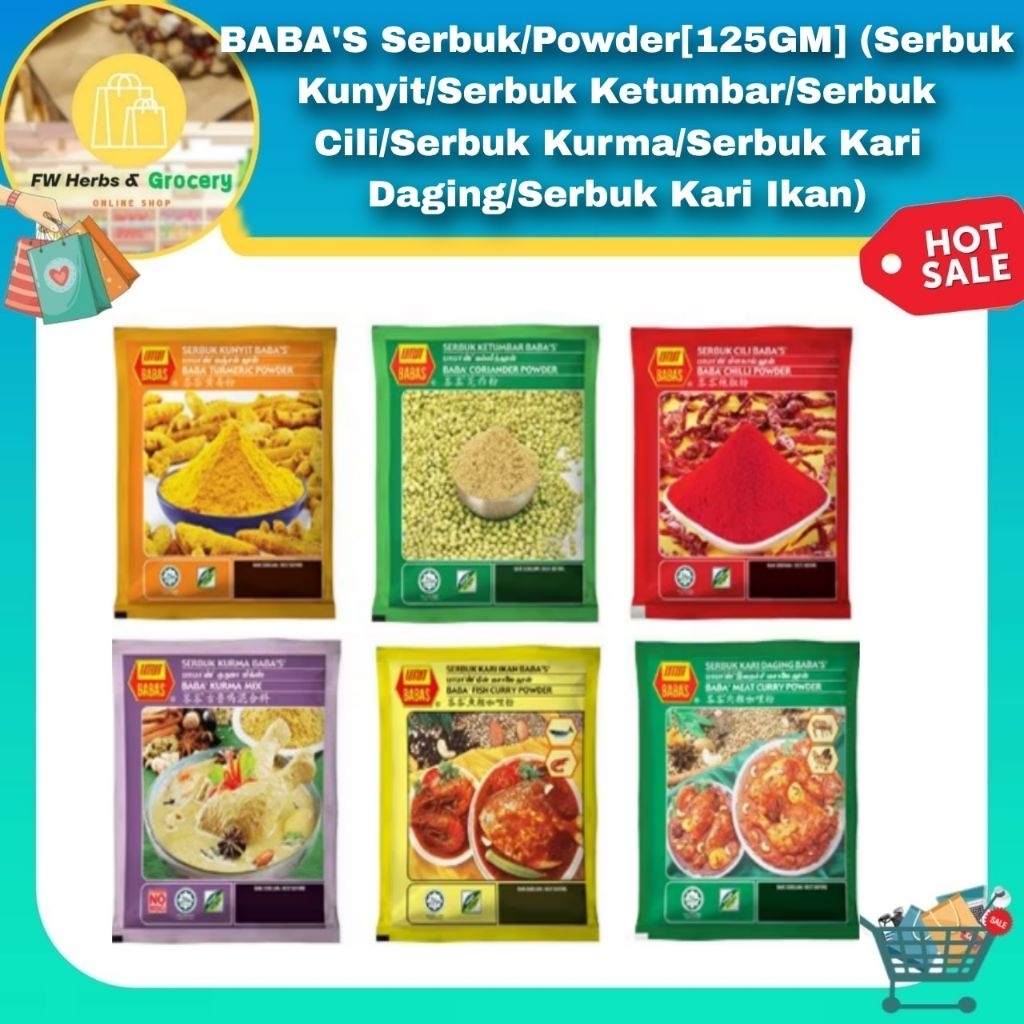 BABA'S Serbuk/Powder[125GM] (Serbuk Kunyit/Serbuk Ketumbar/Serbuk Cili ...