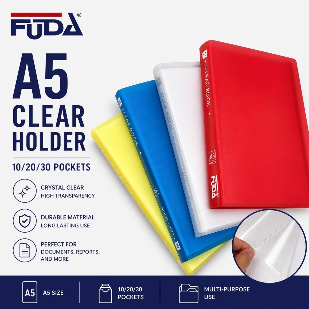 (A5 - 10/20/30 Pockets) Fuda Clear Book Folder/ File/ Presentation ...