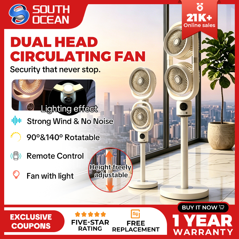 Dual-Head Pedestal Fan Rotatable kipas camping charging fan retractable ...