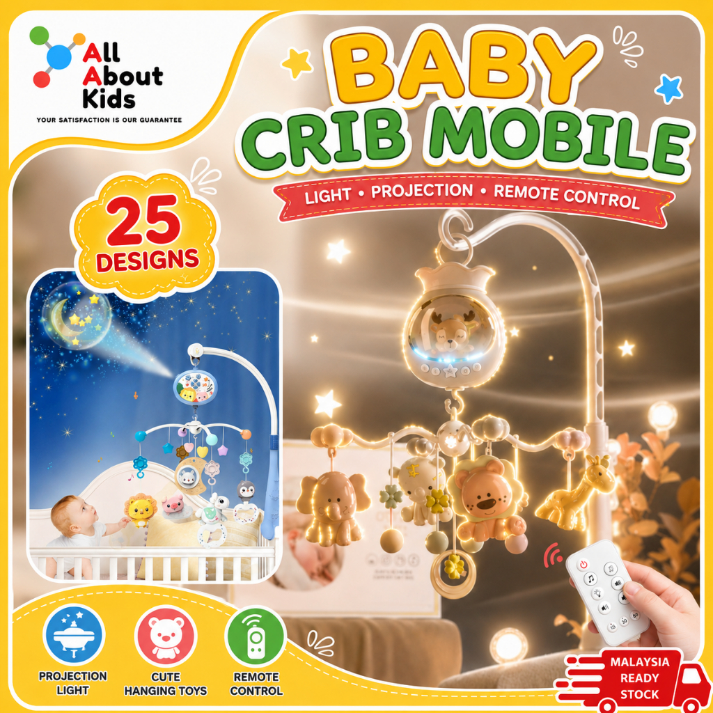 Baby Musical Rotation Crib with Projection Rattles /muzik putaran baby ...