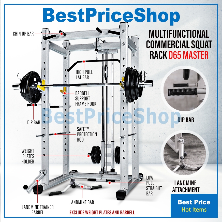BPS FREE INSTALL Multi Function Smith Machine Pull Lat Squat Rack Chin ...