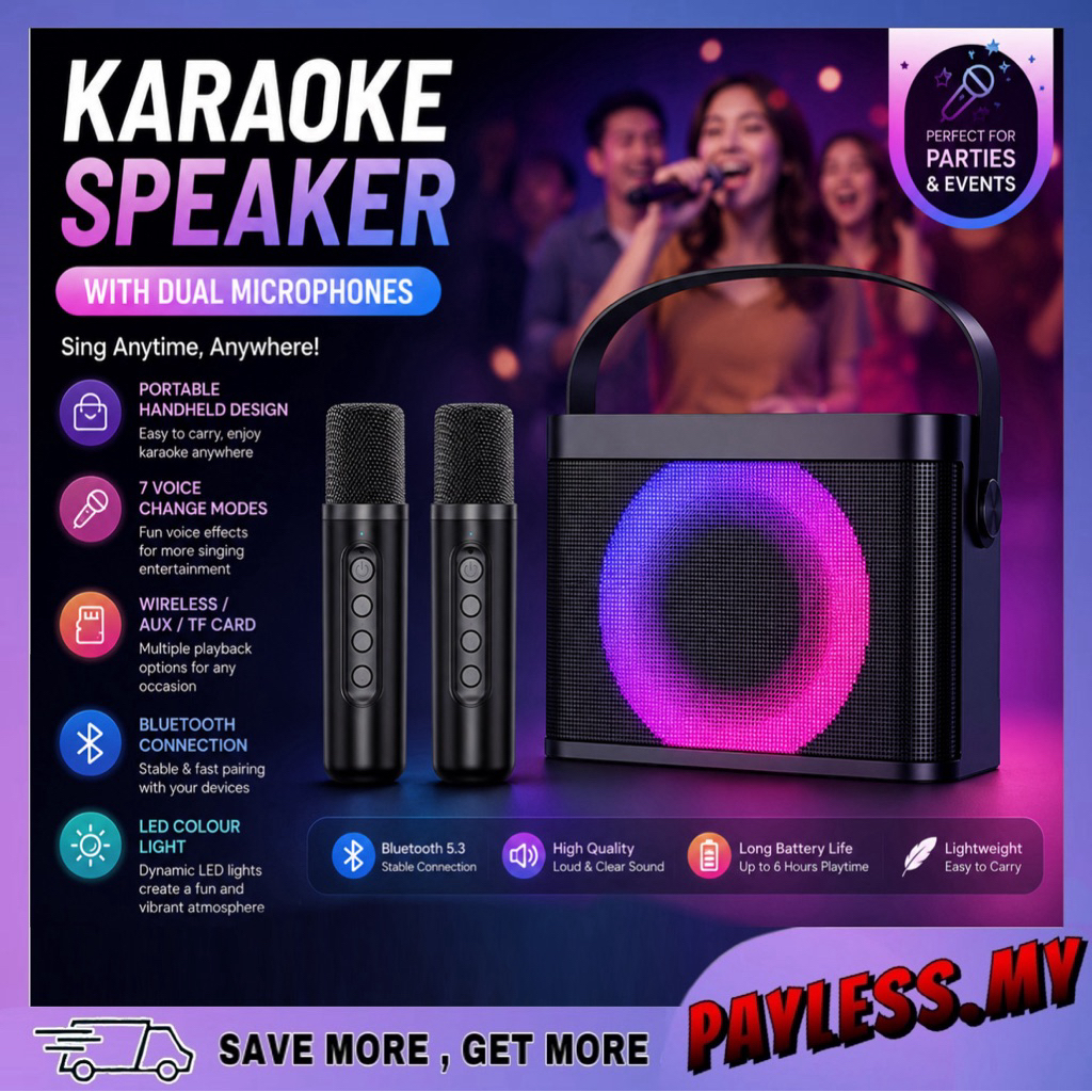 Wireless KTV Karaoke Machine With Dual Handheld Microphone Bluetooth ...