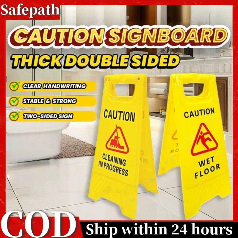 Safepath*Caution Wet Floor & Cleaning In Progress Sign Yellow Foldable ...