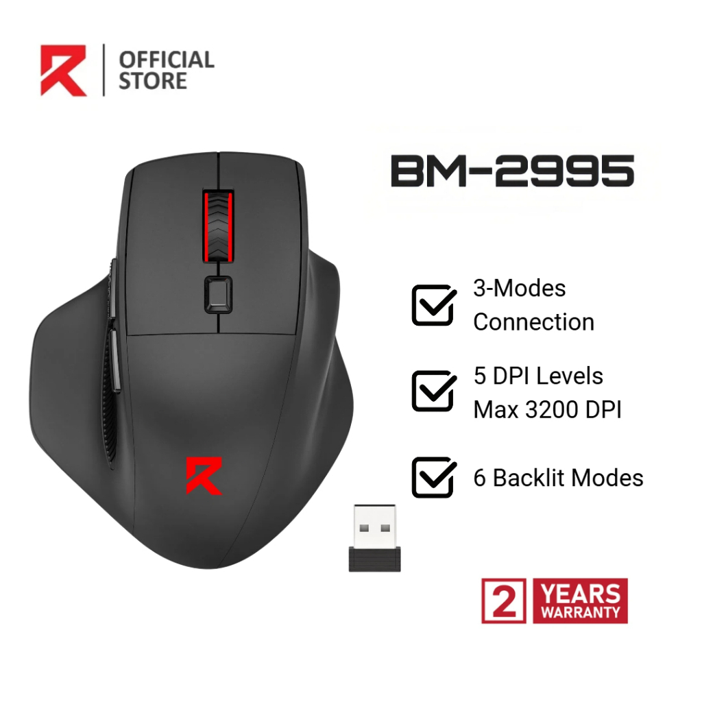 Redragon BM-2995 RGB Wireless Connection Ergonomic Membrane Mouse ...